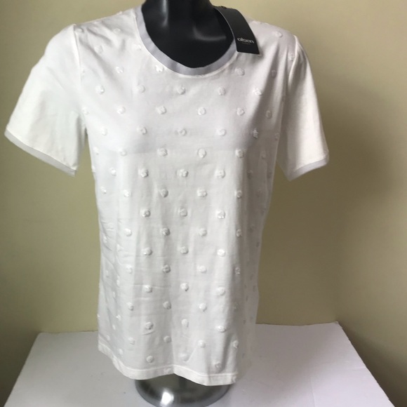 olsen Tops - OLSEN NEW Sheer Trim Sequins Roses Tee Shirt Top